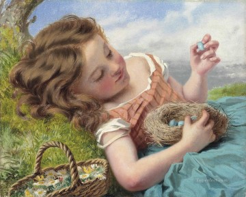Sophie Gengembre Anderson Painting - The thrush nest Sophie Gengembre Anderson